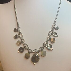 Elegant Silver Tone Necklace with Abalone Accents